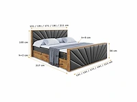 Box spring bed 180x200 - matras - matras topper - borst - pu zwart en hout - afbeelding 9 van  12