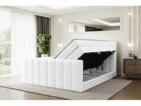 Box spring bed 180x200 - matras - matras topper - borst - white pu - afbeelding 3 van  9