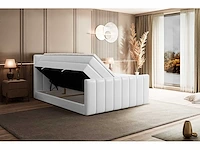 Box spring bed 180x200 - matras - matras topper - borst - white pu - afbeelding 5 van  9