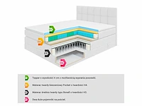 Box spring bed 180x200 - matras - matras topper - borst - white pu - afbeelding 7 van  9