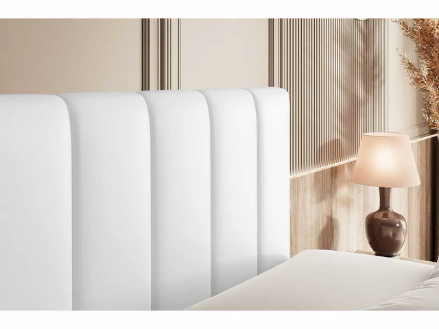 Box spring bed 180x200 - matras - matras topper - borst - white pu - afbeelding 8 van  9