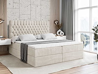 Box spring bed 180x200 - matras - matrastopper - borst - beige fluweel - afbeelding 1 van  11