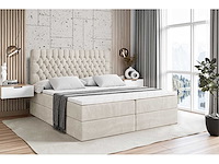 Box spring bed 180x200 - matras - matrastopper - borst - beige fluweel - afbeelding 4 van  11