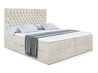 Box spring bed 180x200 - matras - matrastopper - borst - beige fluweel - afbeelding 5 van  11