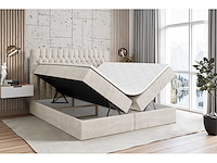 Box spring bed 180x200 - matras - matrastopper - borst - beige fluweel - afbeelding 6 van  11