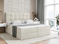 Box spring bed 180x200 - matras - matrastopper - borst - beige fluweel - afbeelding 1 van  8