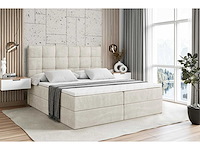 Box spring bed 180x200 - matras - matrastopper - borst - beige fluweel - afbeelding 2 van  8