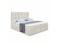 Box spring bed 180x200 - matras - matrastopper - borst - beige fluweel - afbeelding 3 van  8