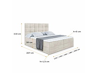 Box spring bed 180x200 - matras - matrastopper - borst - beige fluweel - afbeelding 6 van  8