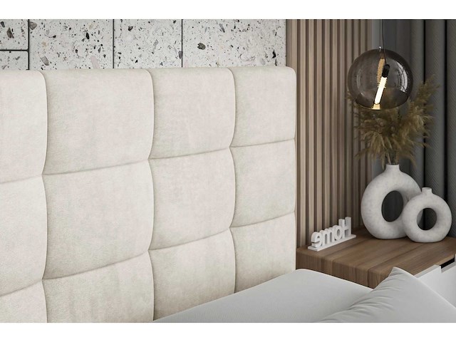 Box spring bed 180x200 - matras - matrastopper - borst - beige fluweel - afbeelding 3 van  4