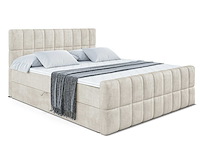Box spring bed 180x200 - matras - matrastopper - borst - beige fluweel - afbeelding 4 van  10