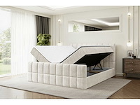 Box spring bed 180x200 - matras - matrastopper - borst - beige fluweel - afbeelding 5 van  10