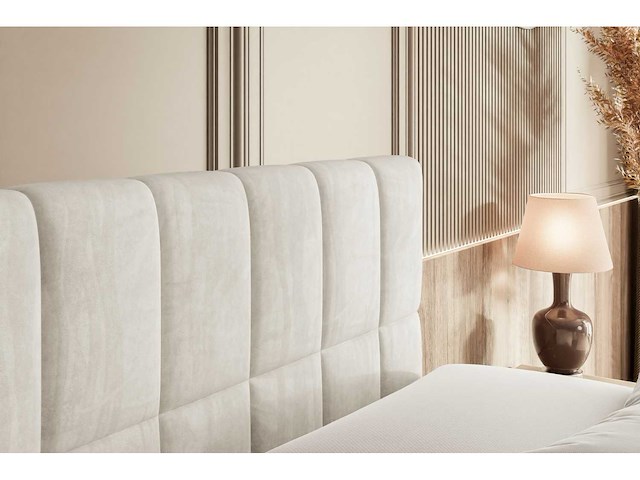 Box spring bed 180x200 - matras - matrastopper - borst - beige fluweel - afbeelding 10 van  10