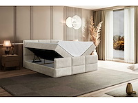 Box spring bed 180x200 - matras - matrastopper - borst - beige fluweel - afbeelding 7 van  10