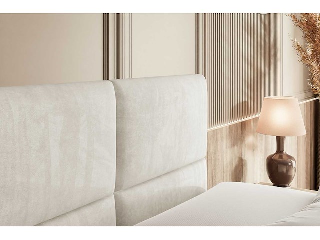 Box spring bed 180x200 - matras - matrastopper - borst - beige fluweel - afbeelding 10 van  10