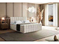 Box spring bed 180x200 - matras - matrastopper - borst - beige fluweel - afbeelding 6 van  10