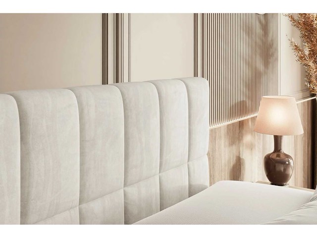 Box spring bed 180x200 - matras - matrastopper - borst - beige fluweel - afbeelding 10 van  10