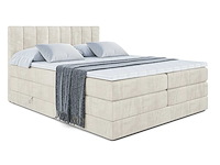 Box spring bed 180x200 - matras - matrastopper - borst - beige fluweel - afbeelding 2 van  5