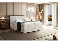 Box spring bed 180x200 - matras - matrastopper - borst - beige fluweel - afbeelding 3 van  5