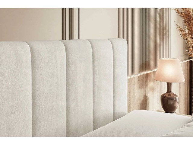 Box spring bed 180x200 - matras - matrastopper - borst - beige fluweel - afbeelding 3 van  15