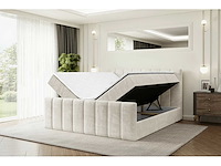 Box spring bed 180x200 - matras - matrastopper - borst - beige fluweel - afbeelding 10 van  15