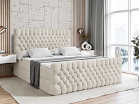 Box spring bed 180x200 - matras - matrastopper - borst - beige fluweel