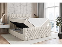 Box spring bed 180x200 - matras - matrastopper - borst - beige fluweel - afbeelding 4 van  8