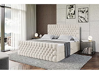 Box spring bed 180x200 - matras - matrastopper - borst - beige fluweel - afbeelding 5 van  8