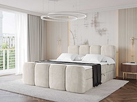 Box spring bed 180x200 - matras - matrastopper - borst - beige fluweel - afbeelding 1 van  11