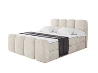 Box spring bed 180x200 - matras - matrastopper - borst - beige fluweel - afbeelding 4 van  11