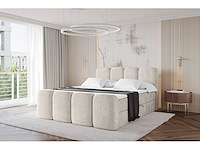 Box spring bed 180x200 - matras - matrastopper - borst - beige fluweel - afbeelding 5 van  11