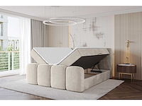 Box spring bed 180x200 - matras - matrastopper - borst - beige fluweel - afbeelding 6 van  11