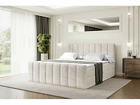 Box spring bed 180x200 - matras - matrastopper - borst - beige fluweel - afbeelding 8 van  15
