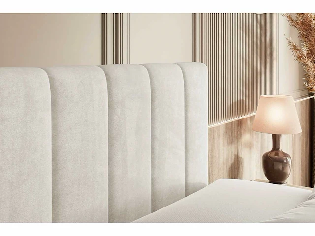 Box spring bed 180x200 - matras - matrastopper - borst - beige fluweel - afbeelding 10 van  10