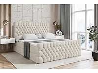 Box spring bed 180x200 - matras - matrastopper - borst - beige fluweel - afbeelding 3 van  10