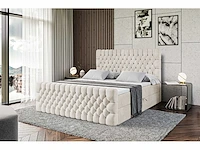 Box spring bed 180x200 - matras - matrastopper - borst - beige fluweel - afbeelding 6 van  10