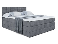 Box spring bed 180x200 cm - borst - matras - matras topper - donkergrijs fluweel - afbeelding 2 van  4