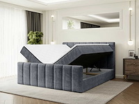 Box spring bed 200x200 - matras - matras topper - borst - donkergrijs fluweel - afbeelding 1 van  11