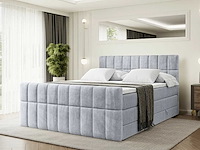 Box spring bed 200x200 - matras - matras topper - borst - lichtgrijs fluweel - afbeelding 1 van  10