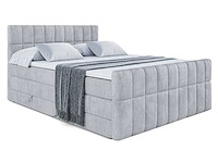 Box spring bed 200x200 - matras - matras topper - borst - lichtgrijs fluweel - afbeelding 4 van  10