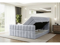 Box spring bed 200x200 - matras - matras topper - borst - lichtgrijs fluweel - afbeelding 5 van  10