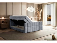 Box spring bed 200x200 - matras - matras topper - borst - lichtgrijs fluweel - afbeelding 7 van  10