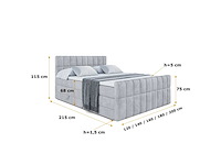 Box spring bed 200x200 - matras - matras topper - borst - lichtgrijs fluweel - afbeelding 8 van  10