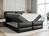 Box spring bed 200x200 - matras - matras topper - borst - pu black - afbeelding 1 van  10