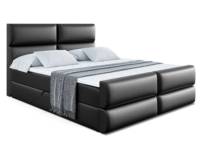 Box spring bed 200x200 - matras - matras topper - borst - pu black - afbeelding 4 van  10