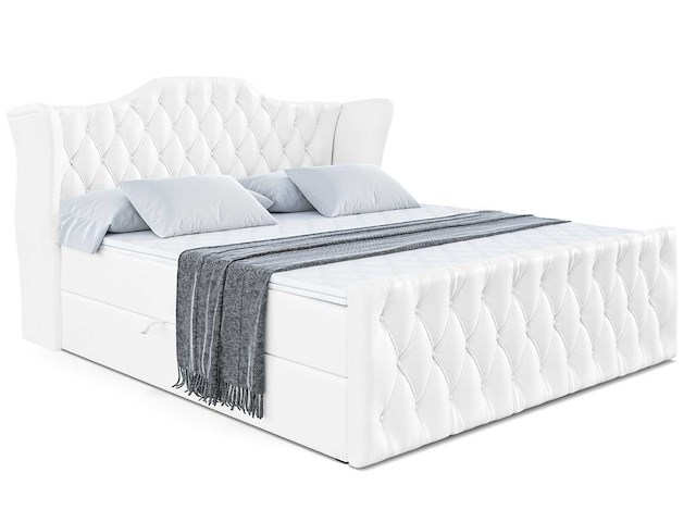 Box spring bed 200x200 - matras - matras topper - borst - white pu - afbeelding 7 van  14
