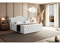 Box spring bed 200x200 - matras - matras topper - borst - white pu - afbeelding 9 van  14
