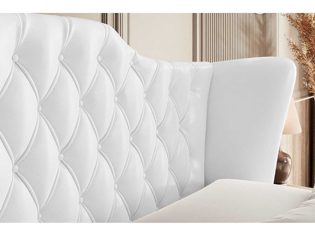 Box spring bed 200x200 - matras - matras topper - borst - white pu - afbeelding 12 van  14