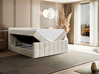 Box spring bed 200x200 - matras - matrastopper - borst - beige fluweel - afbeelding 1 van  10