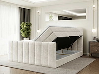 Box spring bed 200x200 - matras - matrastopper - borst - beige fluweel - afbeelding 1 van  19